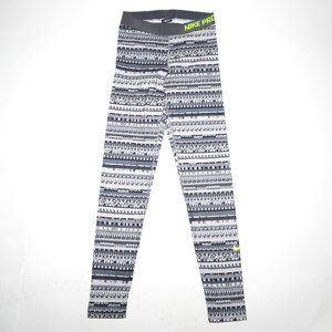 Nike Pro Women's Digital Gray Graphic Print Athletic Full Length Leggings Sz S